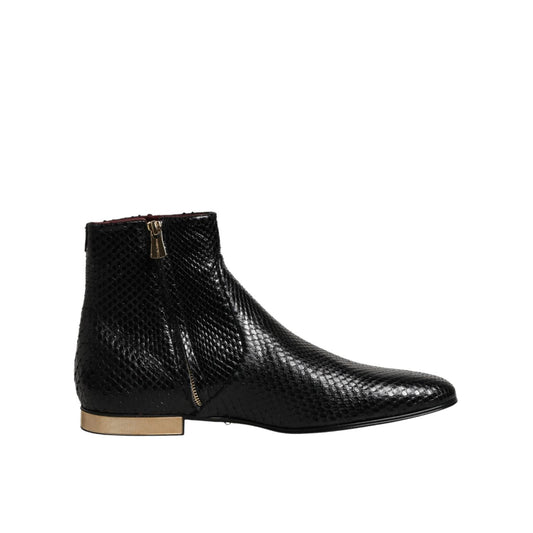 Dolce & Gabbana Black Leather Chelsea Short Ankle Boots  Shoes