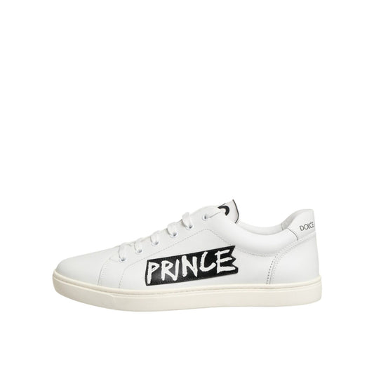 Dolce & Gabbana White Prince Leather Low Top Men Sneakers Shoes