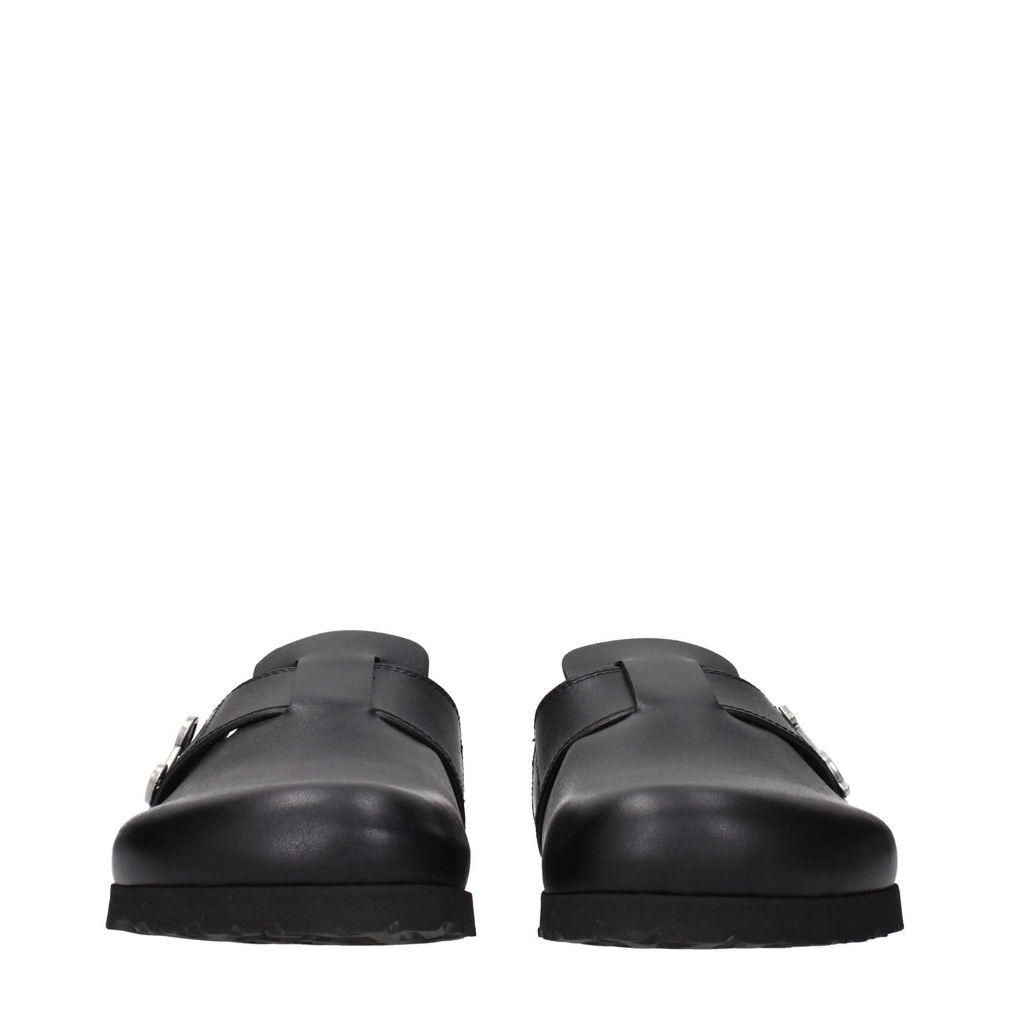 Palm Angels Black Leather Slippers