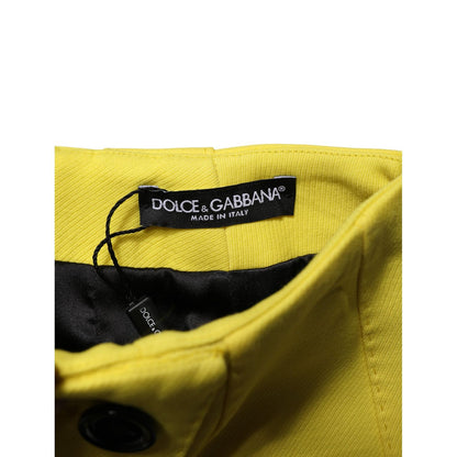 Dolce & Gabbana Yellow Wool Buttoned High Waist Mini Skirt