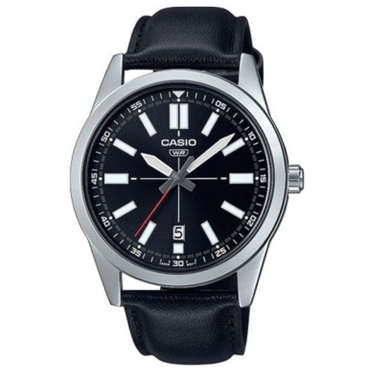 CASIO COLLECTION Mod. CASUAL DATE - LEATHER. BLACK WATCHES