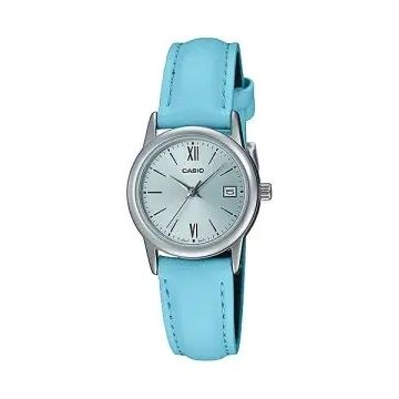 CASIO COLLECTION Mod. LADY DATE SILVER. LEATHER - LIGHT BLUE WATCHES