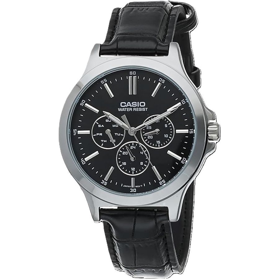 CASIO COLLECTION Mod. MULTIFUNCTION. LEATHER - BLACK WATCHES