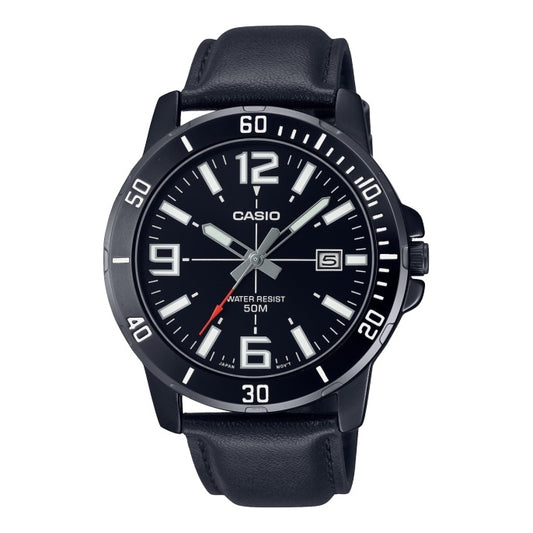 CASIO SPORT COLLECTION Mod. DIVER 50M LEATHER - FULL BLACK CASIO COLLECTION & VINTAGE