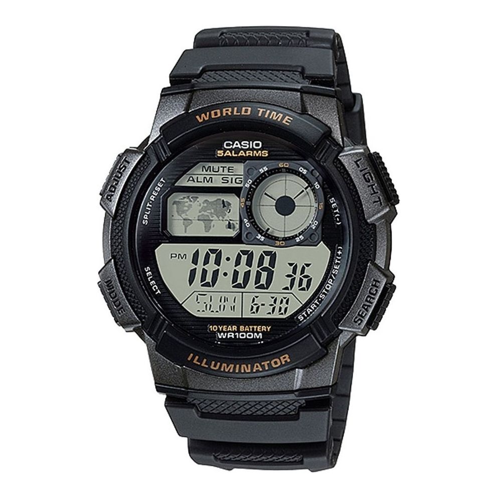 CASIO SPORT Mod. DIVER - WORLD TIME ILLUMINATOR 5 ALARMS. 10 YEARS BATTERY - BLACK WATCHES