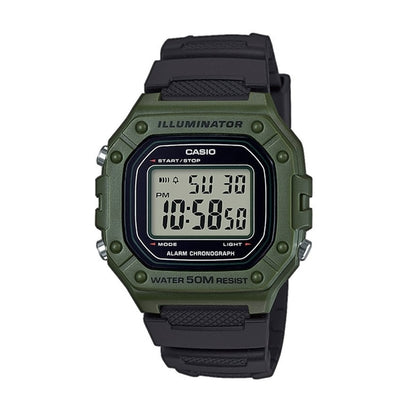 CASIO TIMELESS COLLECTION Mod. SPORT ILLUMINATOR WR 50M. ALARM. CHRONOGRAPH - ARMY GREEN WATCHES