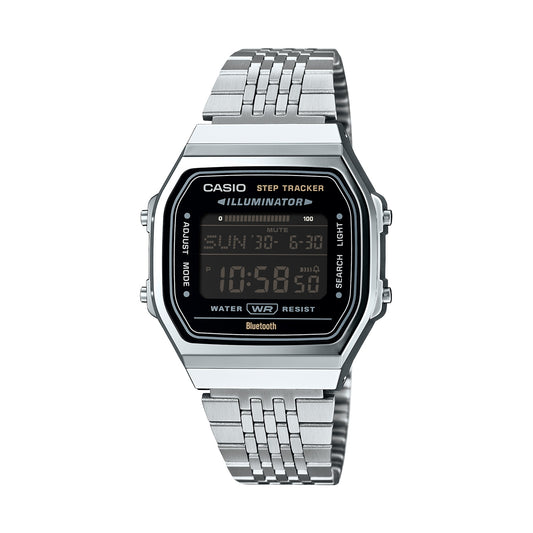 CASIO VINTAGE Mod. BLUETOOTH® SMARTPHONE LINK - SILVER - built-in accelerometer senses body movements + steps counter CASIO COLLECTION & VINTAGE