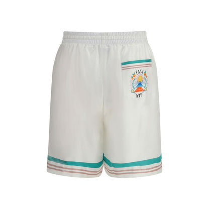 Casablanca White Silk Bermuda Shorts