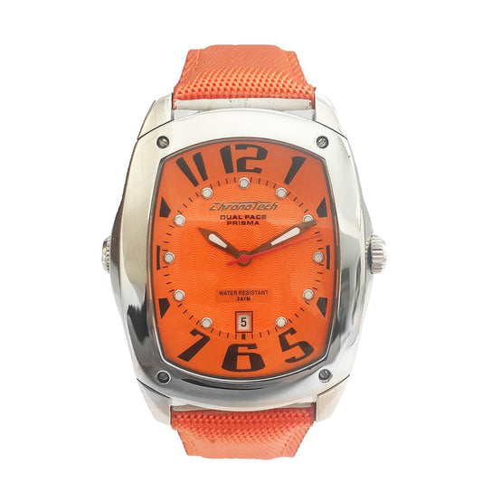 Chronotech Orange Leather Dress Watch