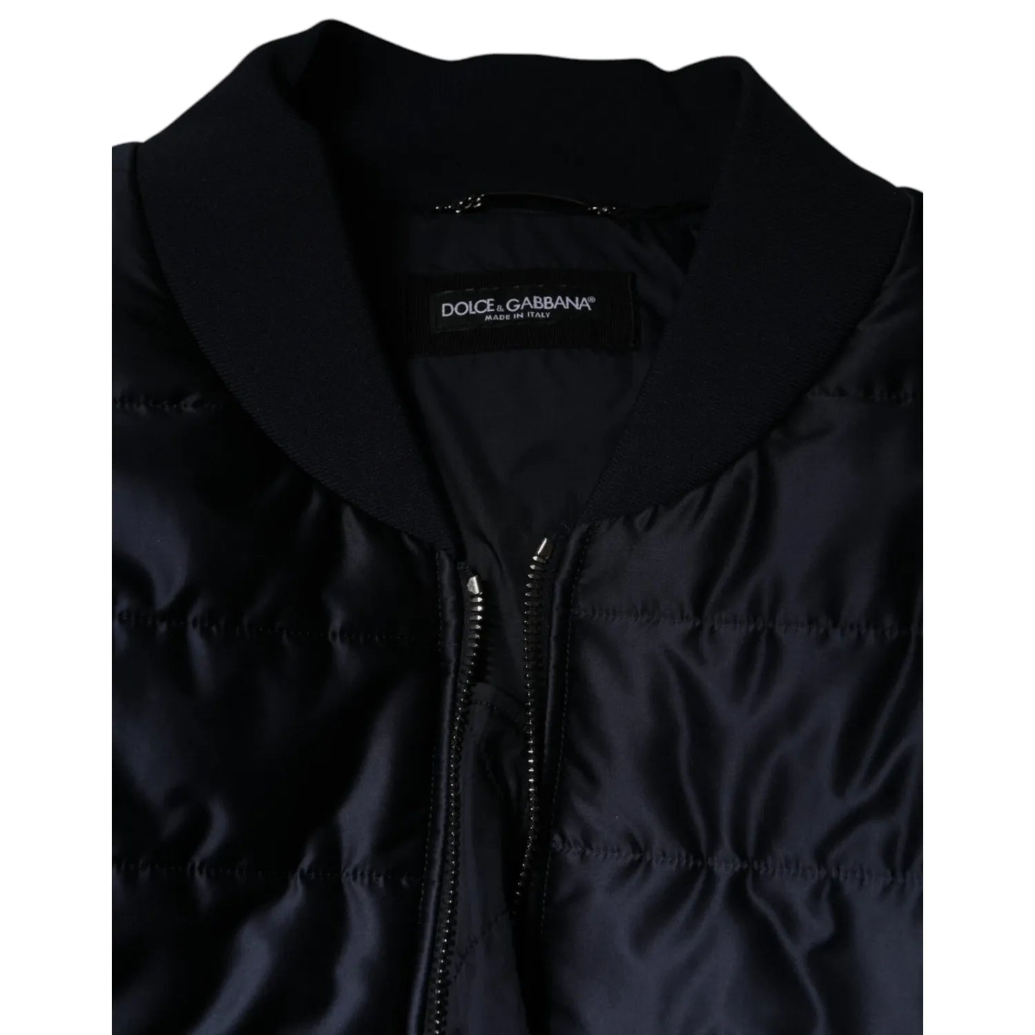 Dolce & Gabbana Dark Blue Quilted Full Zip Bomber Jacket