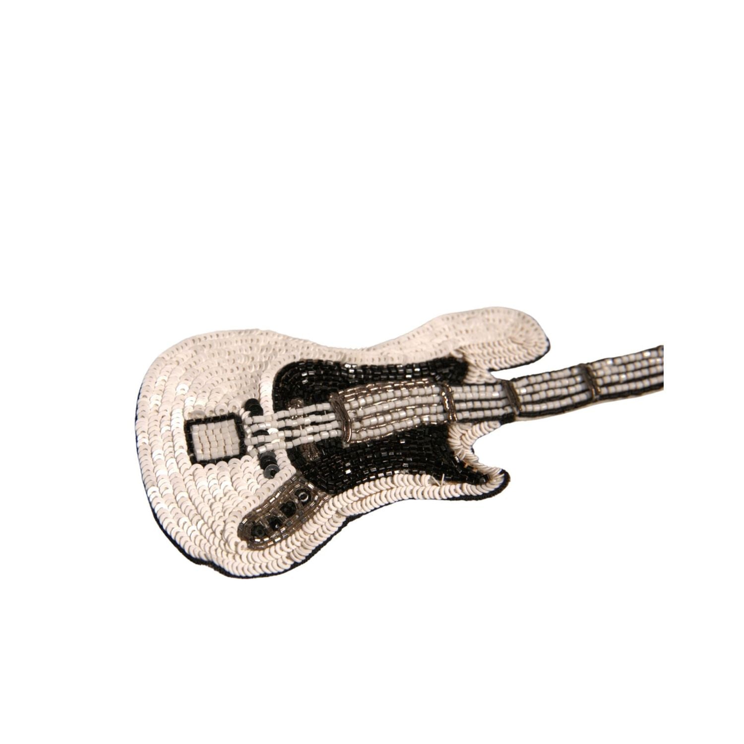 Dolce & Gabbana Gold Brass Beaded Guitar Pin Brooch