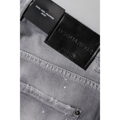 Dsquared² Gray Washed Mid Waist Tapered Jeans