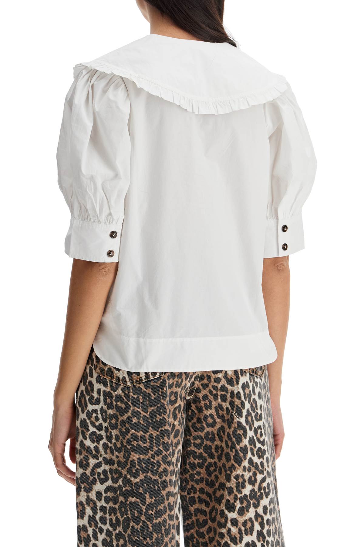 Ganni blouse with exaggerated collar and ruffle Topwear Ganni