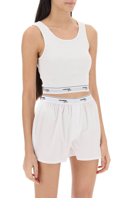 Homme Girls cotton crop top with logo band Topwear Homme Girls