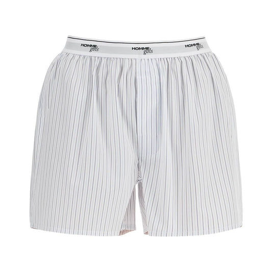 Homme Girls high-waisted beige striped cotton boxer