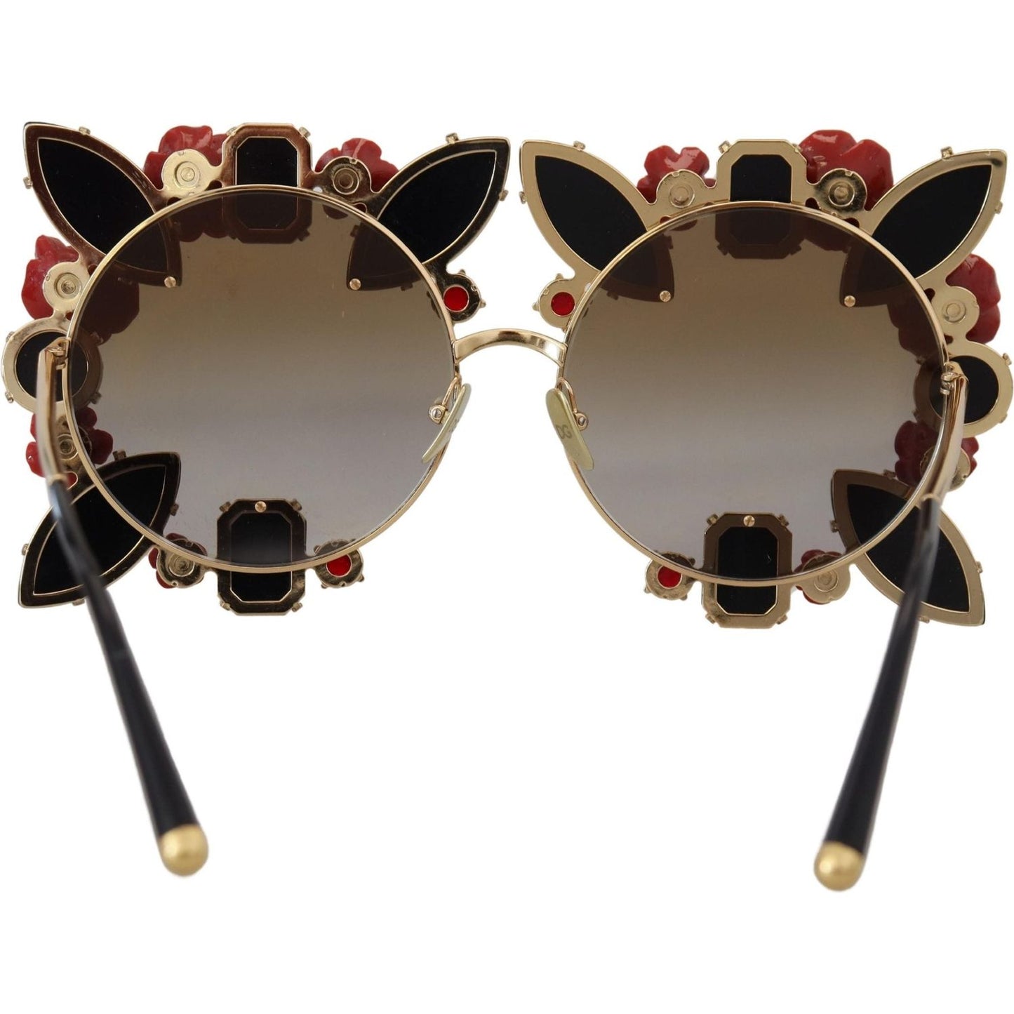 Elegant Round Rose-Embellished Sunglasses