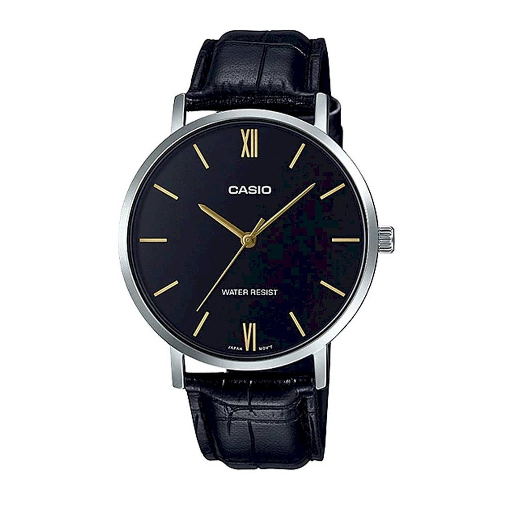 CASIO COLLECTION Mod. MINIMAL. LEATHER - BLACK WATCHES