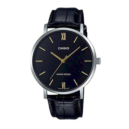 CASIO COLLECTION Mod. MINIMAL. LEATHER - BLACK WATCHES