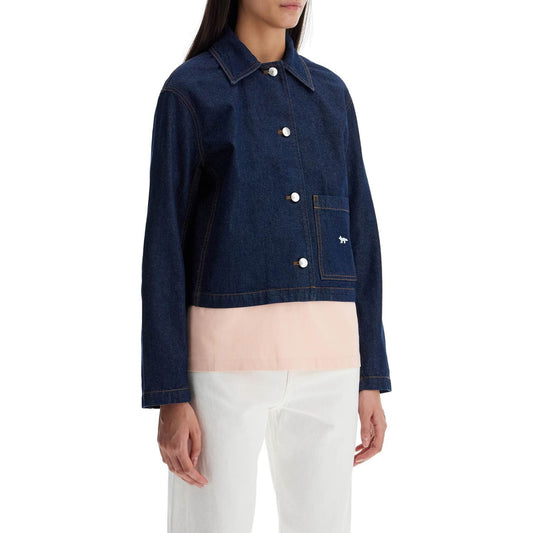 Maison Kitsune cropped denim jacket for women Jackets Maison Kitsune