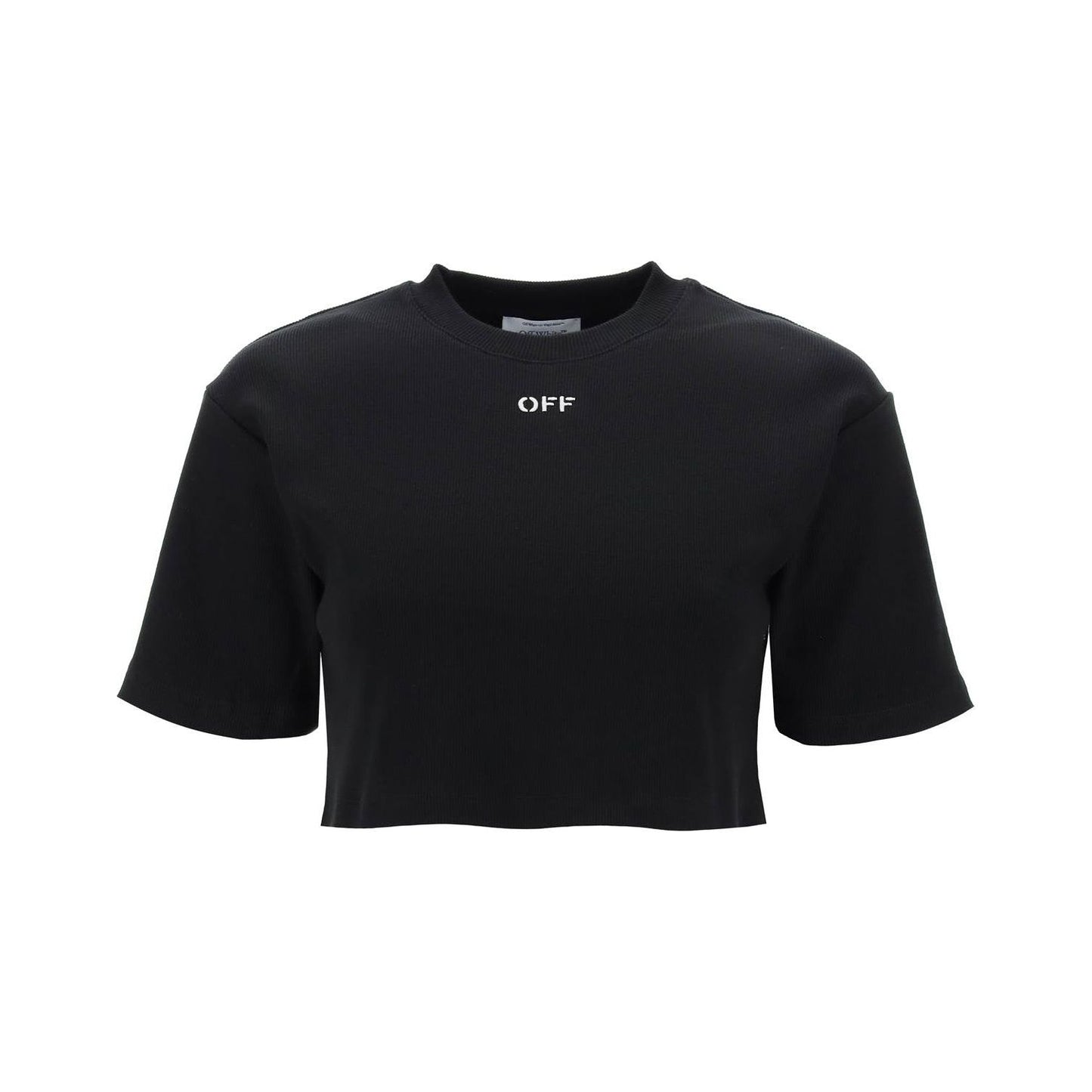 Off White Off-White cropped t-shirt with off embroidery Topwear Off White