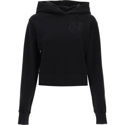 Palm Angels cropped hoodie with monogram embroidery Topwear Palm Angels