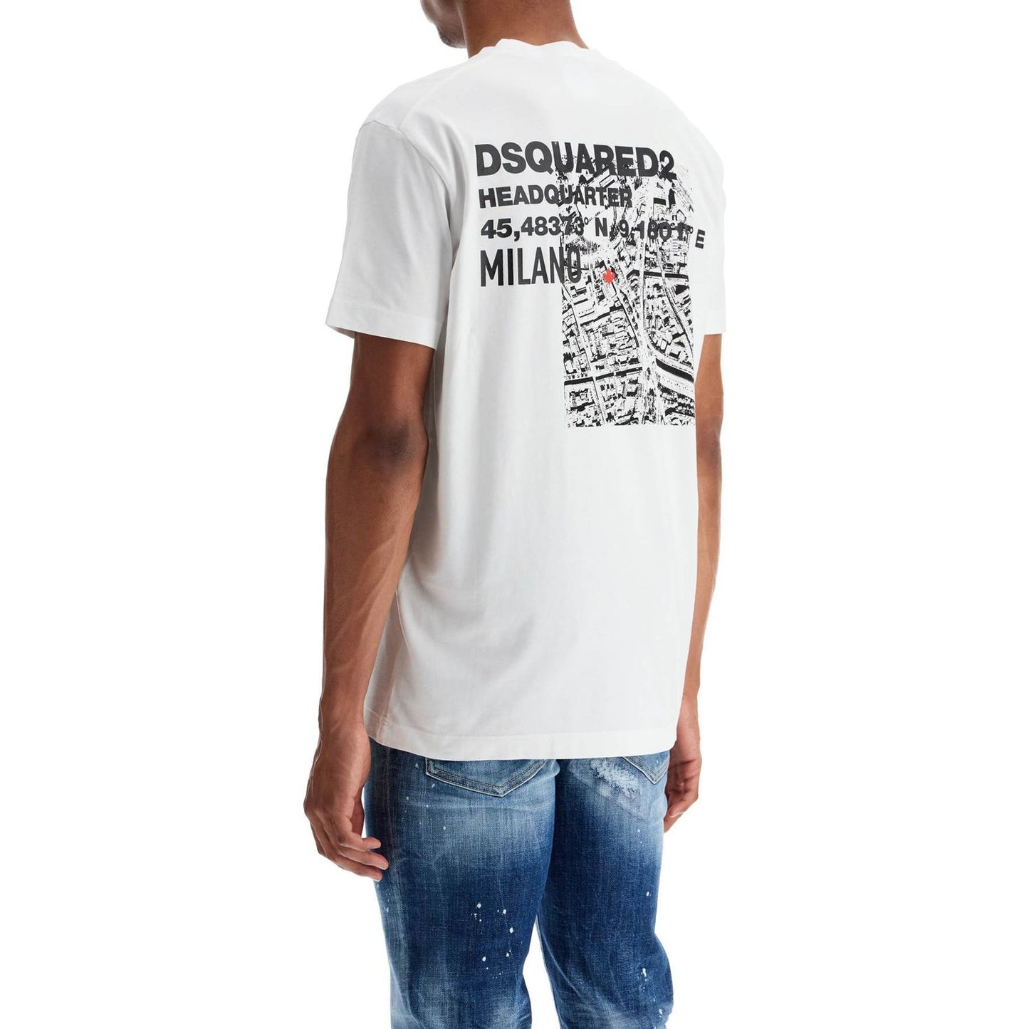 Dsquared2 men's white cotton t-shirt with embroidered logo Topwear Dsquared2