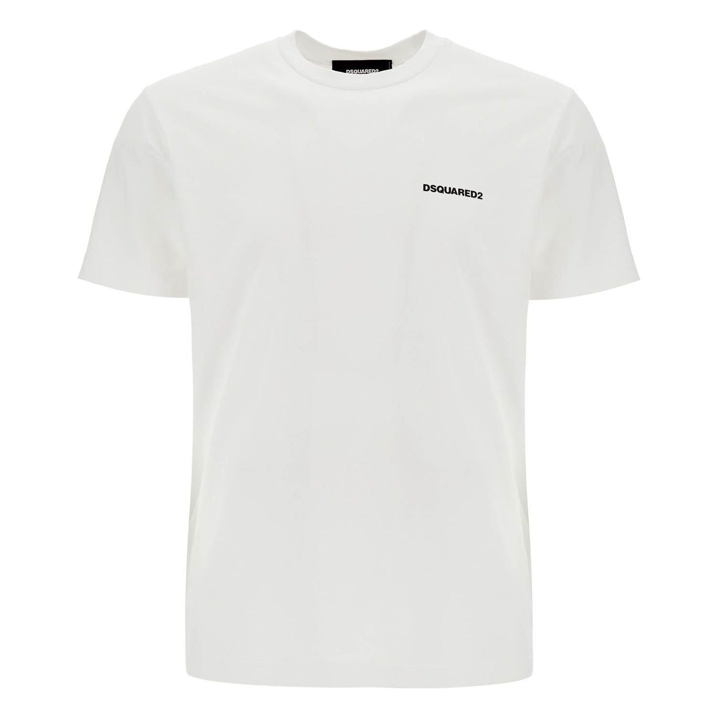 Dsquared2 men's white cotton t-shirt with embroidered logo Topwear Dsquared2