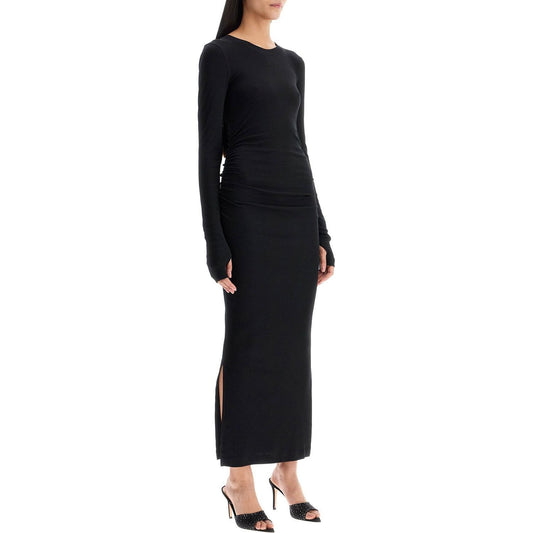 Ganni long ribbed jersey dress with nine words Dresses Ganni