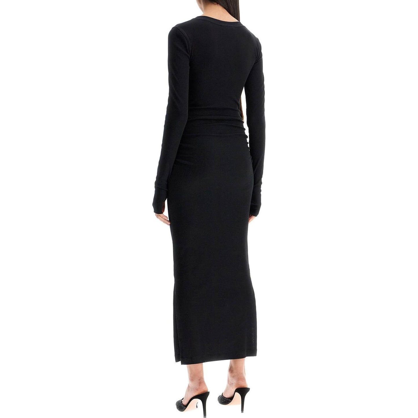 Ganni long ribbed jersey dress with nine words Dresses Ganni