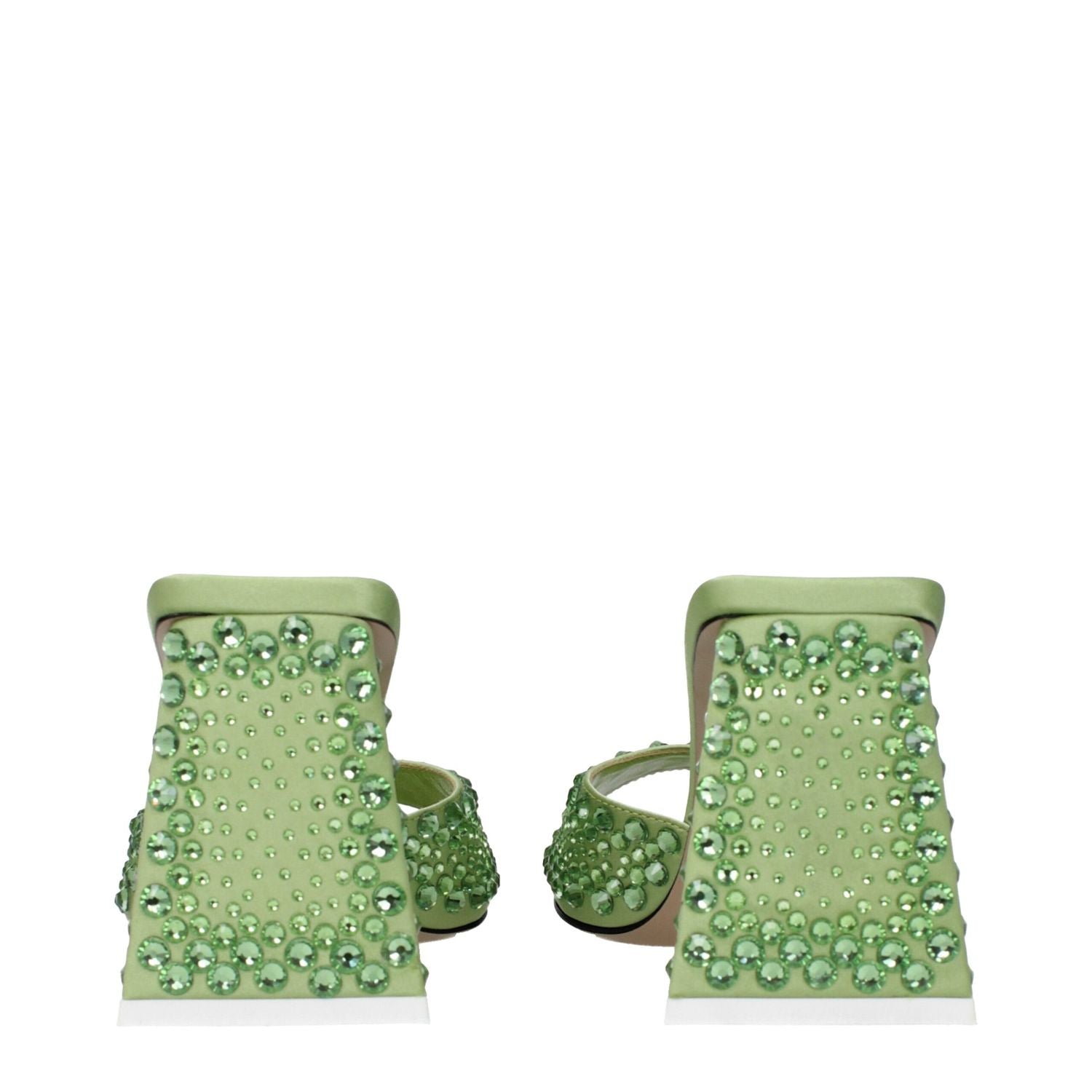 The Attico Green Satin Stiletto Heel Sandals