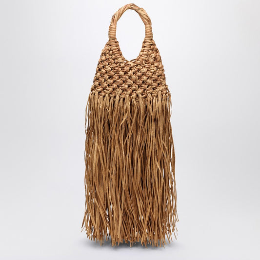 Hibourama Natural leather and raffia fringed Vannifique bag
