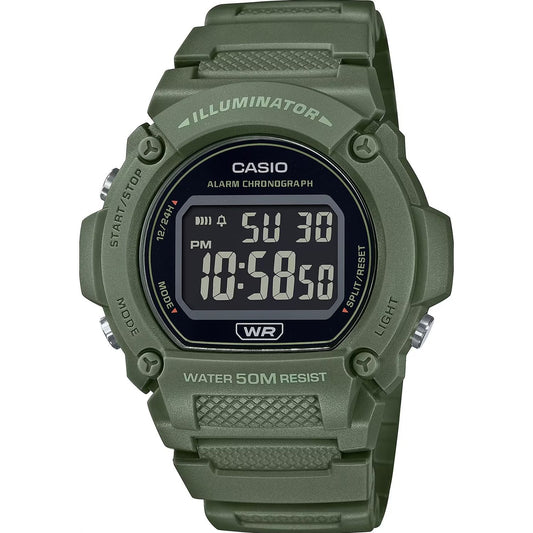 CASIO TIMELESS COLLECTION Mod. SPORT- ILLUMINATOR. WR 50M. ALARM. CHRONOGRAPH - ARMY GREEN - COLORED SERIE WATCHES