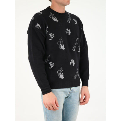 Off-White c/o Virgil Abloh All-Over Logo Crewneck Men's Sweater MAN KNITWEAR